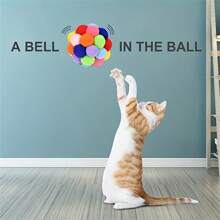 Pet Toy For Cat - Plush Ball With Bell And Elastic Band, Self-playing Toy, Multicolor Decor Ball Suits For Indoor Cats And Kittens Who Like Chewing And Playing. - Multicolor - View 4