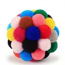 Pet Toy For Cat - Plush Ball With Bell And Elastic Band, Self-playing Toy, Multicolor Decor Ball Suits For Indoor Cats And Kittens Who Like Chewing And Playing. - Multicolor - View 9