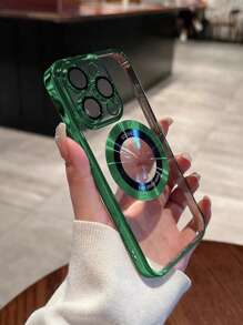 1 个领口式电镀磁性透明手机壳，适用于 iPhone 系列/11/12 Pro Max、13 Pro Max/14 Pro Max/15 Pro Max - 軍綠色 - 查看 3