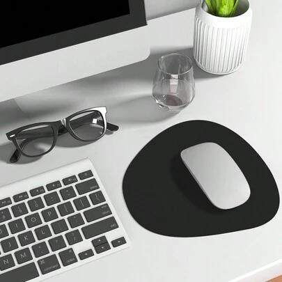 防水易清潔,雙面防滑絨底,三角橢圓形,一體式合成簡約鼠標墊,適合家庭和辦公室使用