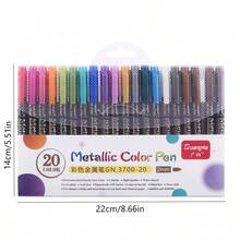 12/20色金屬筆彩筆中尖/毛筆金屬筆,適用於木製、石頭、黑紙、製卡、剪貼簿手工藝品、diy相冊金屬、陶瓷、酒杯的繪畫工具。 - 粉色 - 查看 7