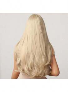 Peluca larga natural rizada beige, material resistente al calor, adecuada para uso diario - Beis - Ver 3