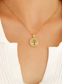 Aomogo 316l 不锈钢生命之树项链，水晶水钻吊坠，优雅女士珠宝，情人节，Yn2116 情人节，妈妈，母亲，母亲节，礼物