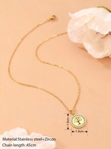 Aomogo 316l 不锈钢生命之树项链，水晶水钻吊坠，优雅女士珠宝，情人节，Yn2116 情人节，妈妈，母亲，母亲节，礼物