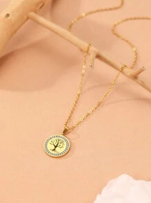 Aomogo 316l 不锈钢生命之树项链，水晶水钻吊坠，优雅女士珠宝，情人节，Yn2116 情人节，妈妈，母亲，母亲节，礼物