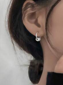 BALMORA 1 對簡約精緻 S925 純銀白色圓圈多佩戴耳環女式日常佩戴禮物 - 銀色 - 查看 3