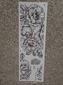 1pc PVC Wall Sticker, Modern Floral Pattern Wall Decal For Home, Stickers, Wall Decal, Vinyl Decal For Home Decorations, Spring Decoration Items Refresh Your Home, Festival Decoration Stickers Gifts Birthday Graduation - Black - View 7