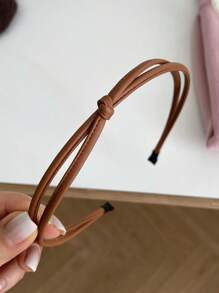 5条装，38厘米/14.96英寸，女士纯色高端简约打结皮革发箍，百搭优雅发饰，适合日常佩戴、洗脸、化妆、搭配服装，女士发箍发带 - 彩色 - 查看 11