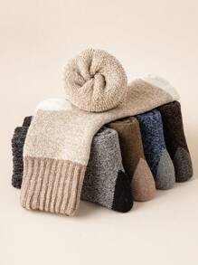 5pairs Men's Winter Thickened Cushion Warm Mid-calf Socks, Suitable For Daily Use - Multicolor - View 1