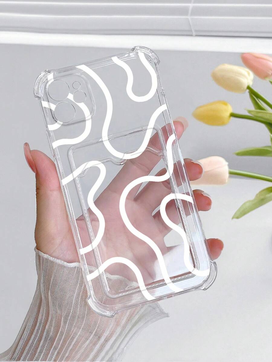 透明防震手機殼帶卡片槽,兼容蘋果手機 - 白色 - 查看 1