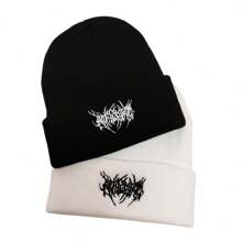 Men's Fashionable Windproof, Warm, Breathable Black & White Knit Beanie Hat Street