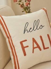 Hello Autumn Letter Embroidery Pillow Cover (1 Piece), Home Decor, Autumn & Winter Style - Multicolor - View 8
