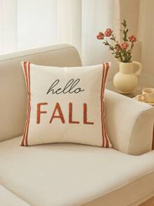 Hello Autumn Letter Embroidery Pillow Cover (1 Piece), Home Decor, Autumn & Winter Style - Multicolor - View 5