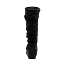 Women's Knee High Low Hidden Wedge Boots - 黑色/麂皮 - 查看 5
