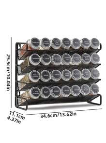 1/2/4 件套银色调香料罐收纳架，日常休闲家居用品 - 黑色 - 查看 5