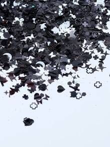 万圣节蝙蝠与猫与黑心工艺亮片全息指甲闪光五彩纸屑蝴蝶结美甲全息闪光美甲闪光亮片女士女孩指甲装饰（黑色和灰色-5g） - 彩色 - 查看 2