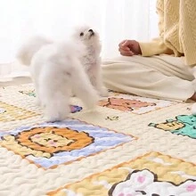 1pc Khaki Animal World Printed, Ventilated, Anti-slip, Thin Pet Mat Suitable For Small And Medium Sized Dogs And Cats As Indoor Home Supplies All Year Round - Khaki - View 7