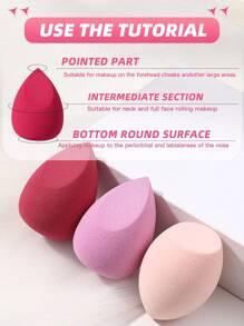 3 Mút trang điểm, Thích hợp cho kem che khuyết điểm dạng kem & dạng bột, dụng cụ trang điểm dạng phấn dạng bột - Nhiều màu - Xem 5