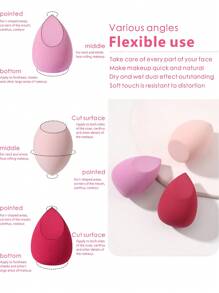 3 Mút trang điểm, Thích hợp cho kem che khuyết điểm dạng kem & dạng bột, dụng cụ trang điểm dạng phấn dạng bột - Nhiều màu - Xem 4