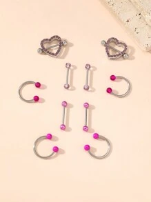 5 cặp Thép không gỉ Của phụ nữ Vòng núm vú , Hình-chữ C Tím Bộ ngực Đồ trang sức Xuyên Trụ - Nhiều màu - Xem 3