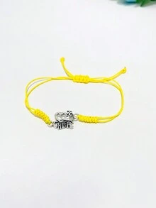 1pc Handmade Adjustable Cheerleading Bracelet With Beading Detail Cheer Team Performance Wrist Cord - Yellow - View 2