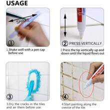 1/2支灰縫瓷磚筆,瓷磚油漆記號筆,灰縫修復筆,灰縫顏料和密封筆,更新浴室和廚房灰縫補修筆 - 淺灰色 - 查看 7