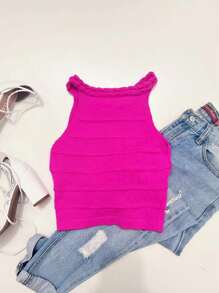 Women Knit Tops - Màu Hồng Tươi - Xem 2