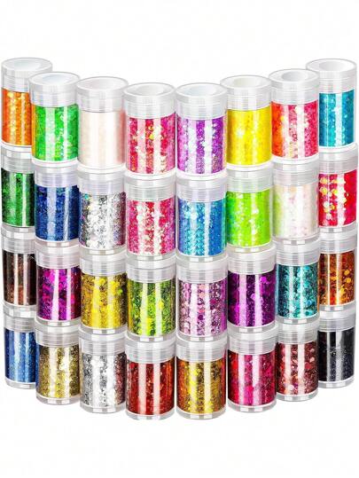 32 Colour Chunky Holographic Glitter, Reflective Glitter For Nails Festival Glitter Sparkle For Resin Wax Melts Crafts Decoration In Christmas Party