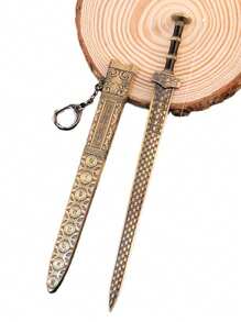 1 件古代名剑带鞘武器模型越王古剑带鞘剑钥匙扣 - 銅色 - 查看 3