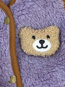 1入組紫色雙面珊瑚絨素色熊形狀寵物背心帶露背,合適的適用於小貓和小狗,室內和戶外寒冷天氣保護和脫髮預防 - 紫色 - 查看 5