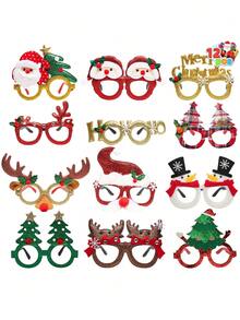 JOYIN 12 Pcs Christmas Party Glasses with Glitter Christmas Glasses Glitter Party Glasses Frames Christmas Decoration Costume Eyeglasses for Christmas Parties Holiday Favors Photo Booth - Multicolor - View 1