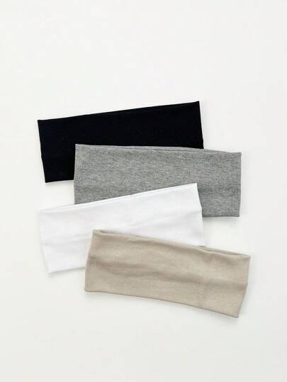 1/4条装多色弹力布艺发带，时尚百搭，适合女性健身、运动、上学、大学等场合，秋冬季节也适合作为女士度假发饰，优雅围巾式头巾，柔软舒适。