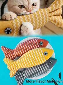 模擬魚貓玩具帶貓薄荷風味 - 灰色 - 查看 1