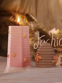 1 件 3D 蜂窝硅胶蜡烛模具，DIY 蜜蜂肥皂石膏环氧树脂模具家居装饰手工礼品 - 無色 - 查看 11