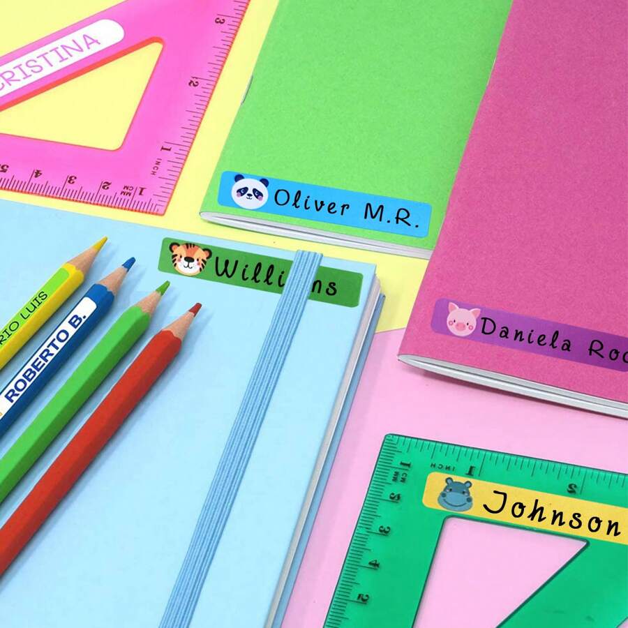 128pcs Personalized Name Labels for Kids in School & Daycare 8 Designs
