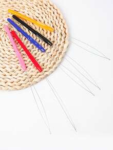 1入組不銹鋼串珠設備帶彎曲針適用於珠寶製作和手工製作,串珠針,接髮鉤鉤針,塑膠手柄串珠工具 - 粉色 - 查看 4