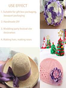 1 Roll/25 Yards/width 4cm Celebration Party Gift Wrapping Ribbon, Handcrafting Material For Making Roses, Decoration Satin Ribbon - White - View 3