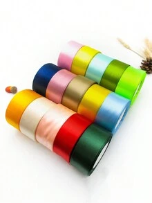 1 Roll/25 Yards/width 4cm Celebration Party Gift Wrapping Ribbon, Handcrafting Material For Making Roses, Decoration Satin Ribbon - White - View 4