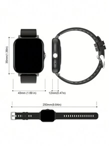 1 dây đeo bằng thép không gỉ màu đen cho nam nữ Theo dõi nhịp tim và theo dõi giấc ngủ Đồng hồ thông minh mặt vuông đa chức năng & 1 dây đeo đồng hồ, tương thích với Android iPhone - màu đen - Xem 9