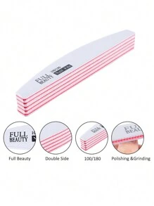 Semi-circular Multi-purpose Red Heart Shaped Sawtooth Sanding Nail File For Shaping And Polishing - White - View 1