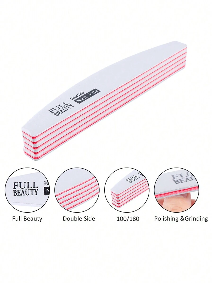 Semi-circular Multi-purpose Red Heart Shaped Sawtooth Sanding Nail File For Shaping And Polishing - White - View 1