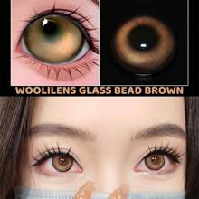 Morningcon 2 piezas/paquete lentes de contacto de color marrón lindo y natural con el mismo diámetro para miopía - Marrón - Ver 3