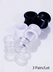 3 đôi Đen Trắng Trong sáng Mỗi Màu sắc 1 đôi Acrylic Tai Đường hầm phích cắm Và Đồng hồ đo Flesh Xuyên Mở rộng Phích cắm Hoa tai - Nhiều màu - Xem 3
