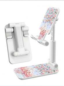 1 soporte plegable retráctil para teléfono, diseño de volcán y sakura, un soporte multifuncional para tableta para personas perezosas - Blanco - Ver 3