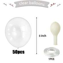 50個透明氣球,5英寸透明乳膠派對氣球,適用於生日聚會、嬰兒派對、婚禮、萬聖節或聖誕派對的裝飾(附白色絲帶)