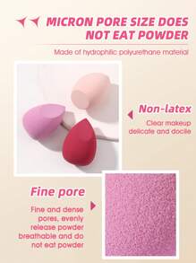 3 Mút trang điểm, Thích hợp cho kem che khuyết điểm dạng kem & dạng bột, dụng cụ trang điểm dạng phấn dạng bột - Nhiều màu - Xem 6