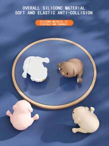 1pc Silicone Angle Cover, Cute Cartoon Bear Shaped Anti-Collision Table Corner Protector For Home - Coffee Brown - View 5