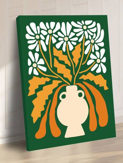 1入組有框抽象花卉圖案壁畫,適用於客廳裝飾