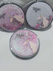 Glitter Moving Unicorn Pocket Mirror For Girls And Women - Pink - View 3