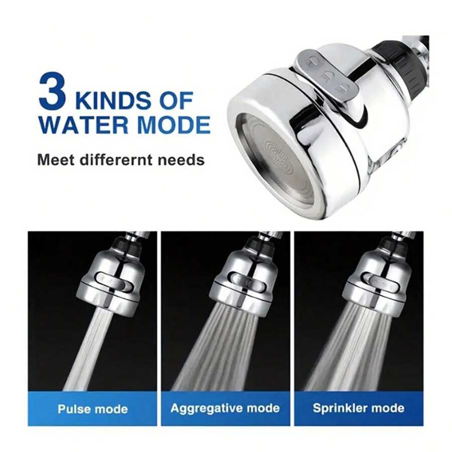 1pc ABS Faucet Extender, Modern Rotatable Faucet Extension For Kitchen - Silver - View 1